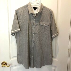 Structure Large Slim Fit Short Sleeve Casual Button Down Shirt
